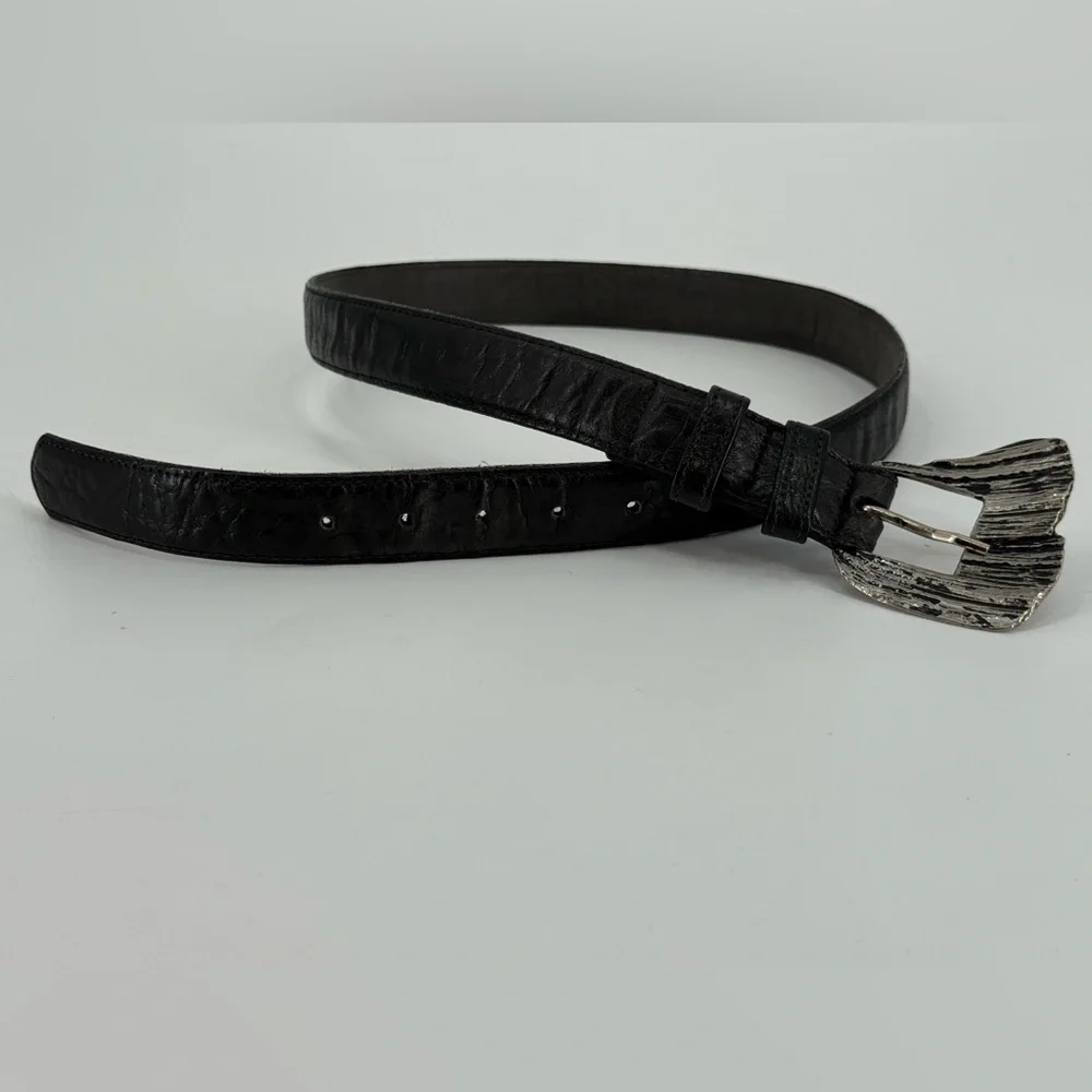 Vintage Morris‎ Moskowitz Black Leather Belt 80s 90s